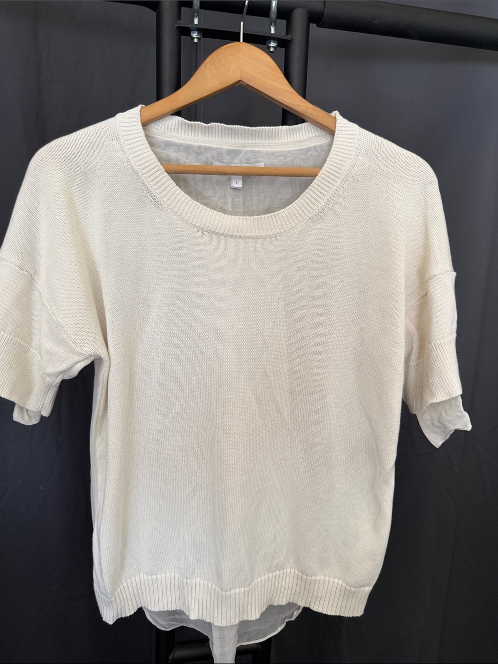 10 Crosby Derek Lam Cream Ribbed-Neck Knit Top